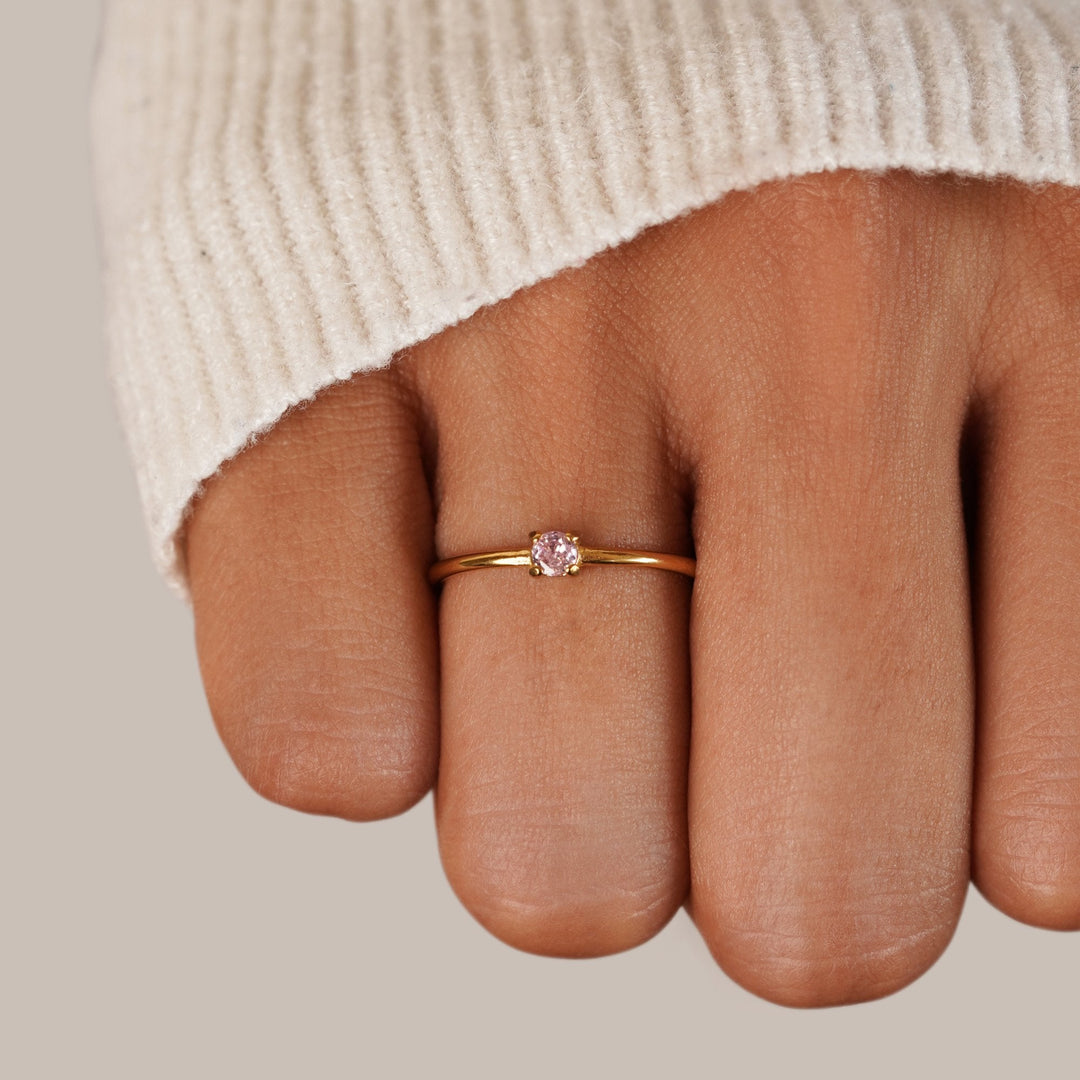 Minimal Birthstone Crystal Gold Ring | Amelia Bellrose Jewellery