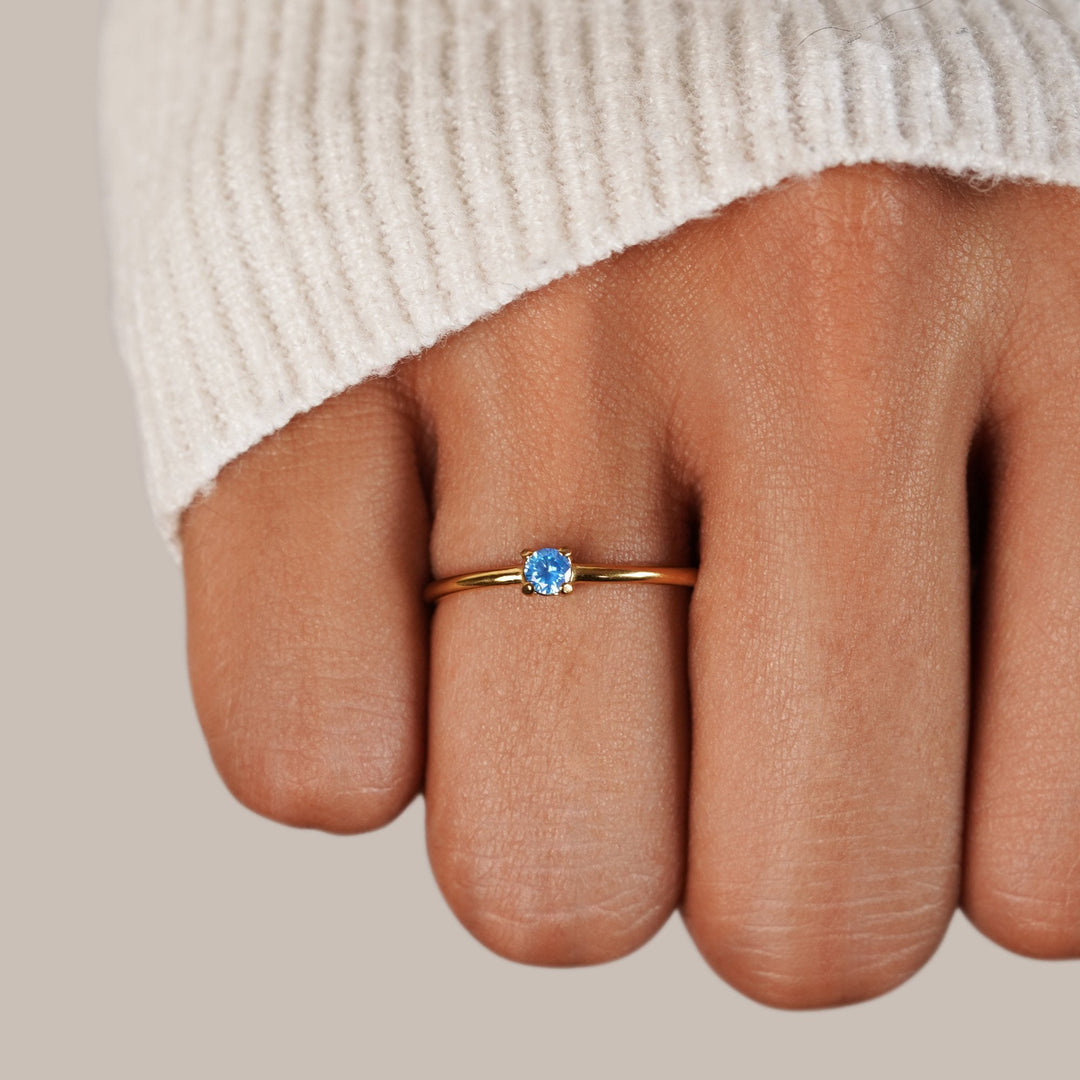 Minimal Birthstone Crystal Gold Ring | Amelia Bellrose Jewellery