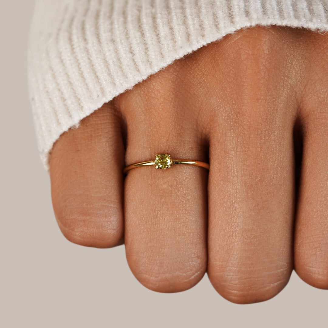Minimal Birthstone Crystal Gold Ring | Amelia Bellrose Jewellery