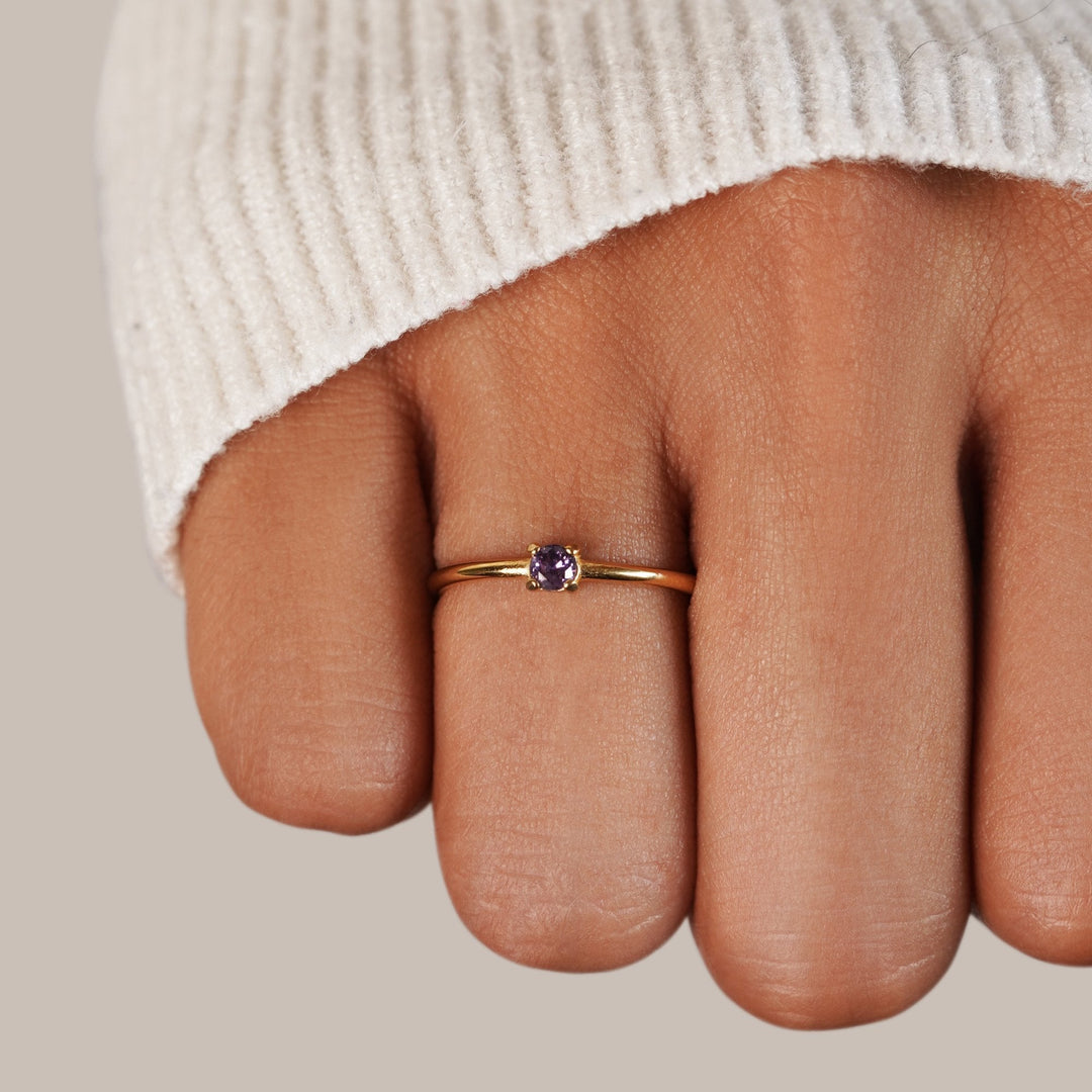 Minimal Birthstone Crystal Gold Ring | Amelia Bellrose Jewellery