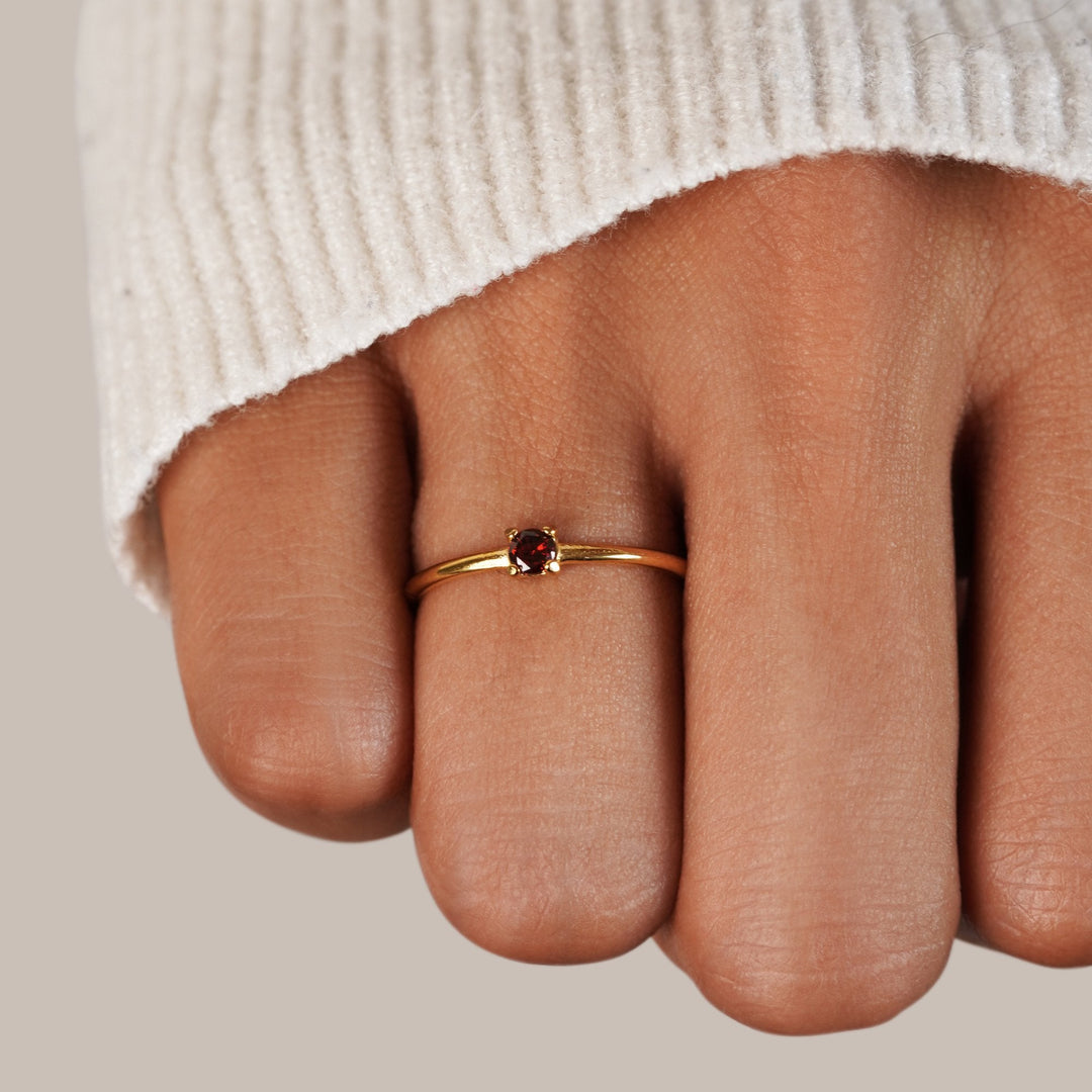 Minimal Birthstone Crystal Gold Ring | Amelia Bellrose Jewellery