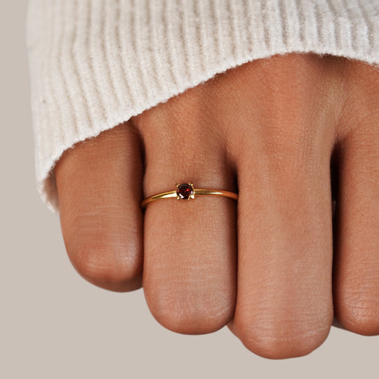 Minimal Birthstone Crystal Gold Ring | Amelia Bellrose Jewellery