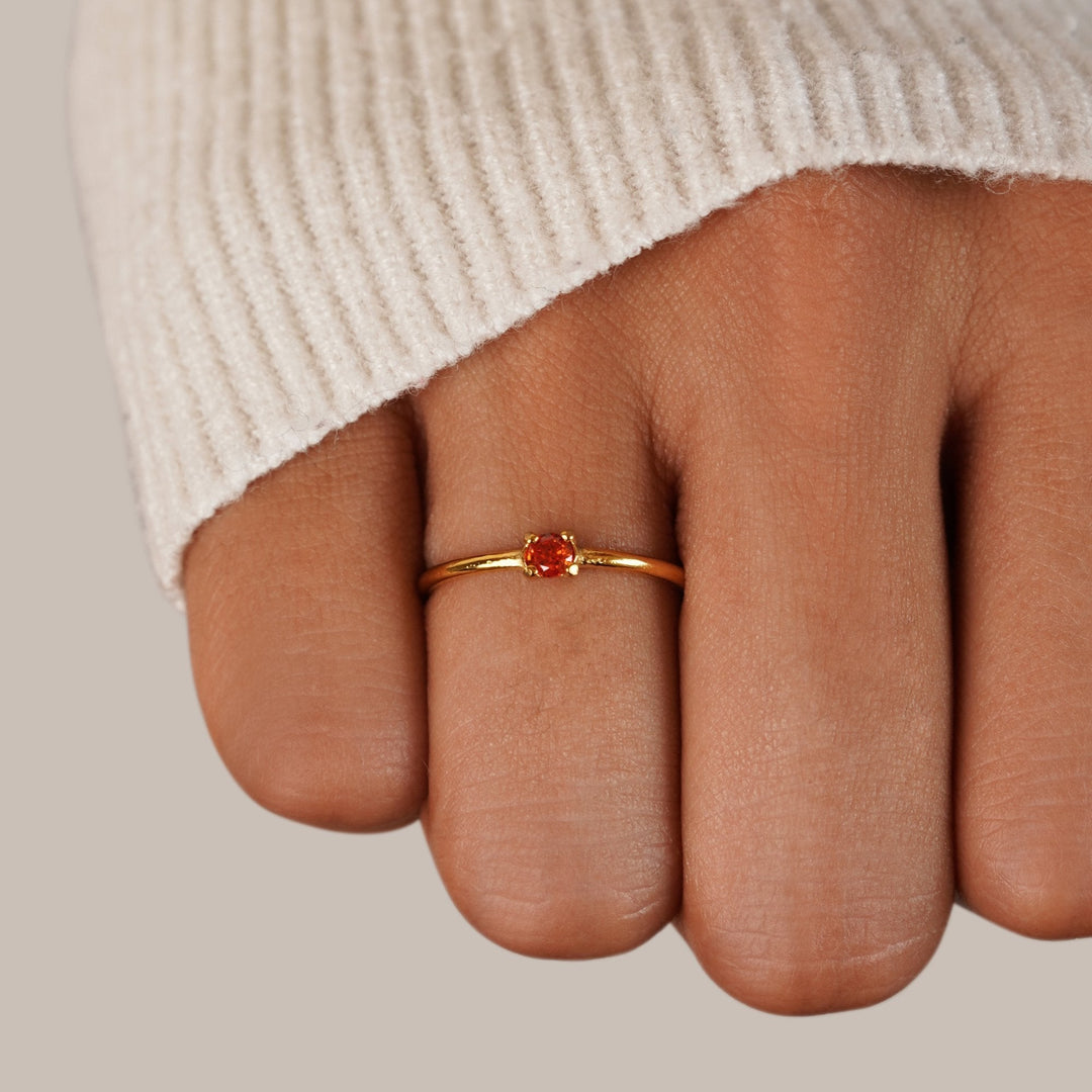 Minimal Birthstone Crystal Gold Ring | Amelia Bellrose Jewellery