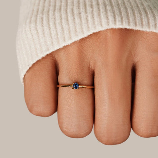 Minimal Birthstone Crystal Gold Ring | Amelia Bellrose Jewellery