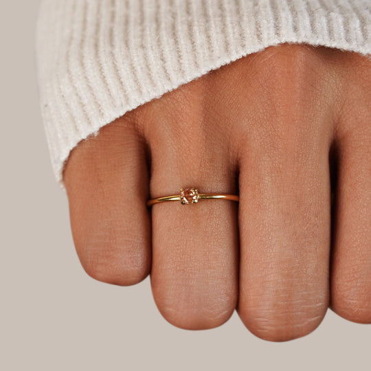 Minimal Birthstone Crystal Gold Ring | Amelia Bellrose Jewellery
