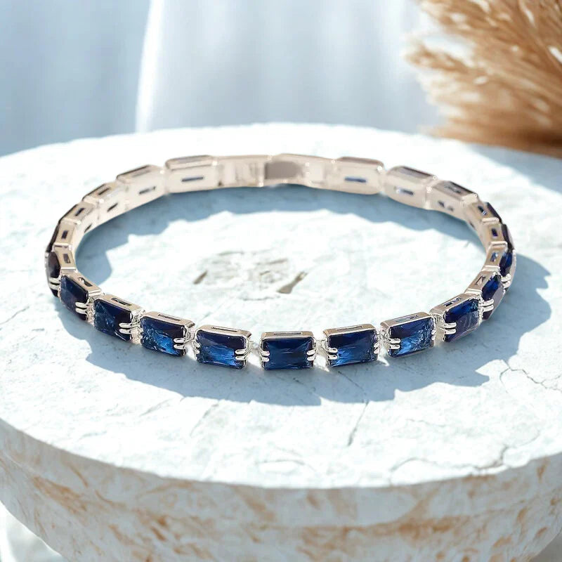 Blue Crystal Baguette Tennis Bracelet | Amelia Bellrose Jewellery