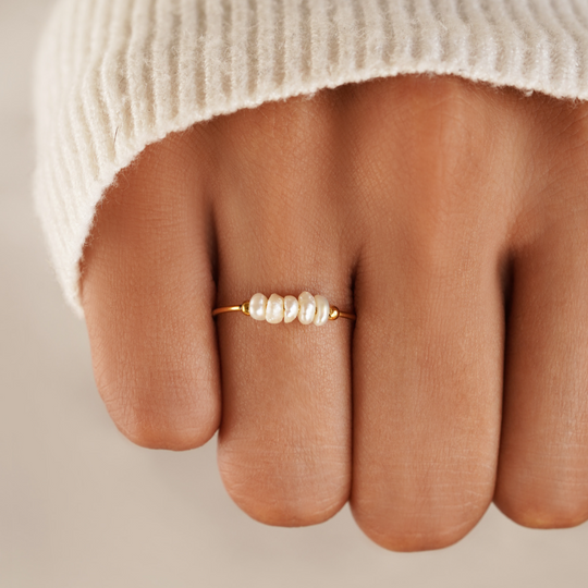 Freshwater Pearl Beaded Gold Ring | Amelia Bellrose Jewellery