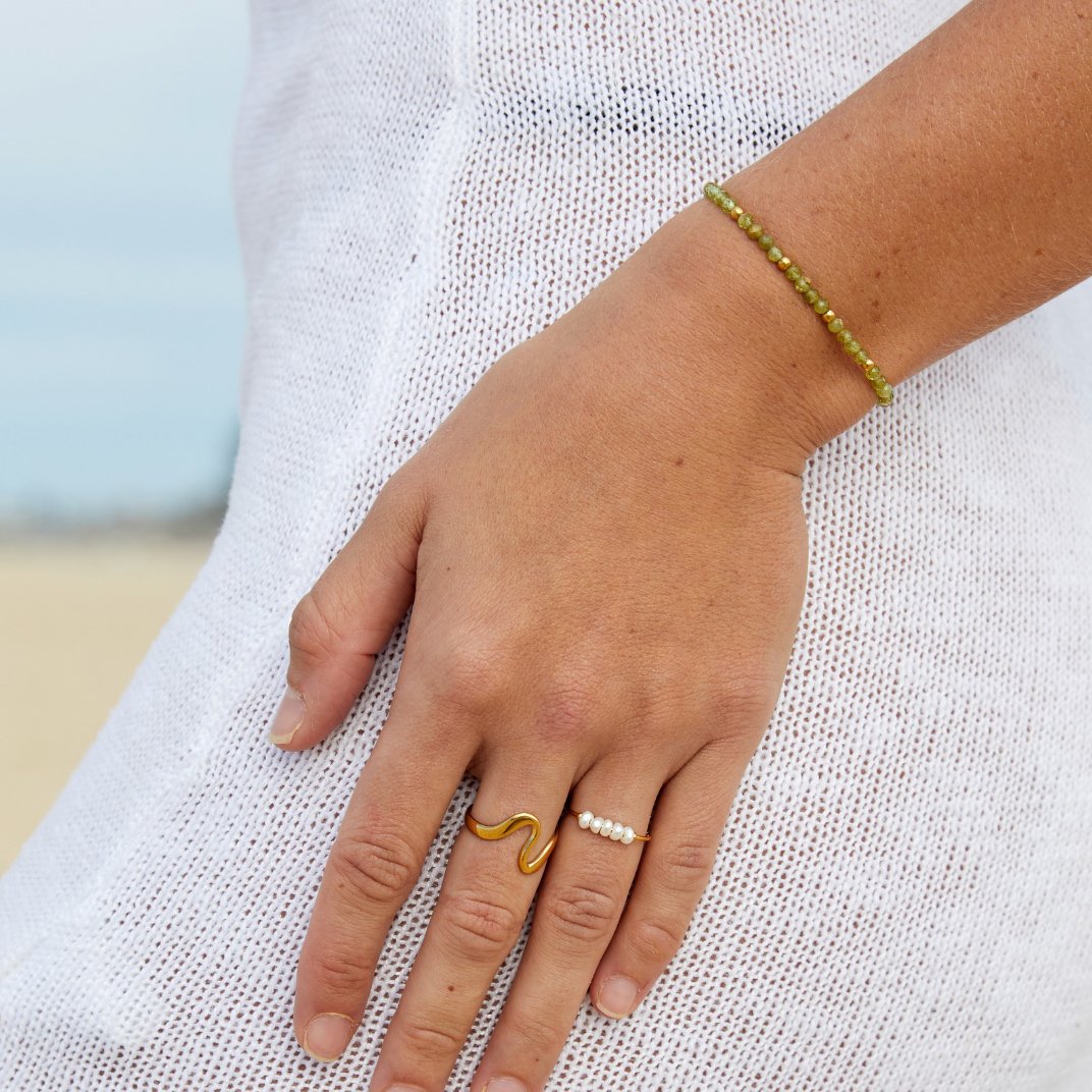 Freshwater Pearl Beaded Gold Ring | Amelia Bellrose Jewellery