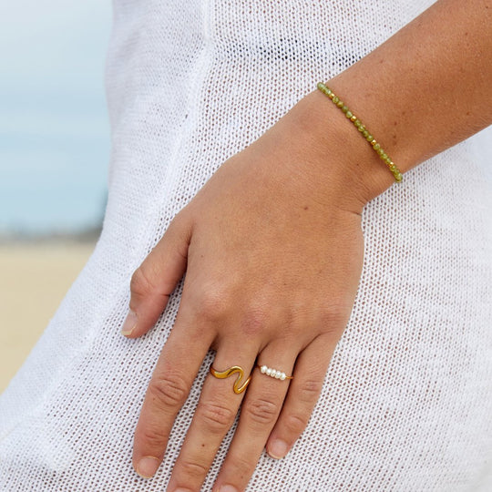 Freshwater Pearl Beaded Gold Ring | Amelia Bellrose Jewellery