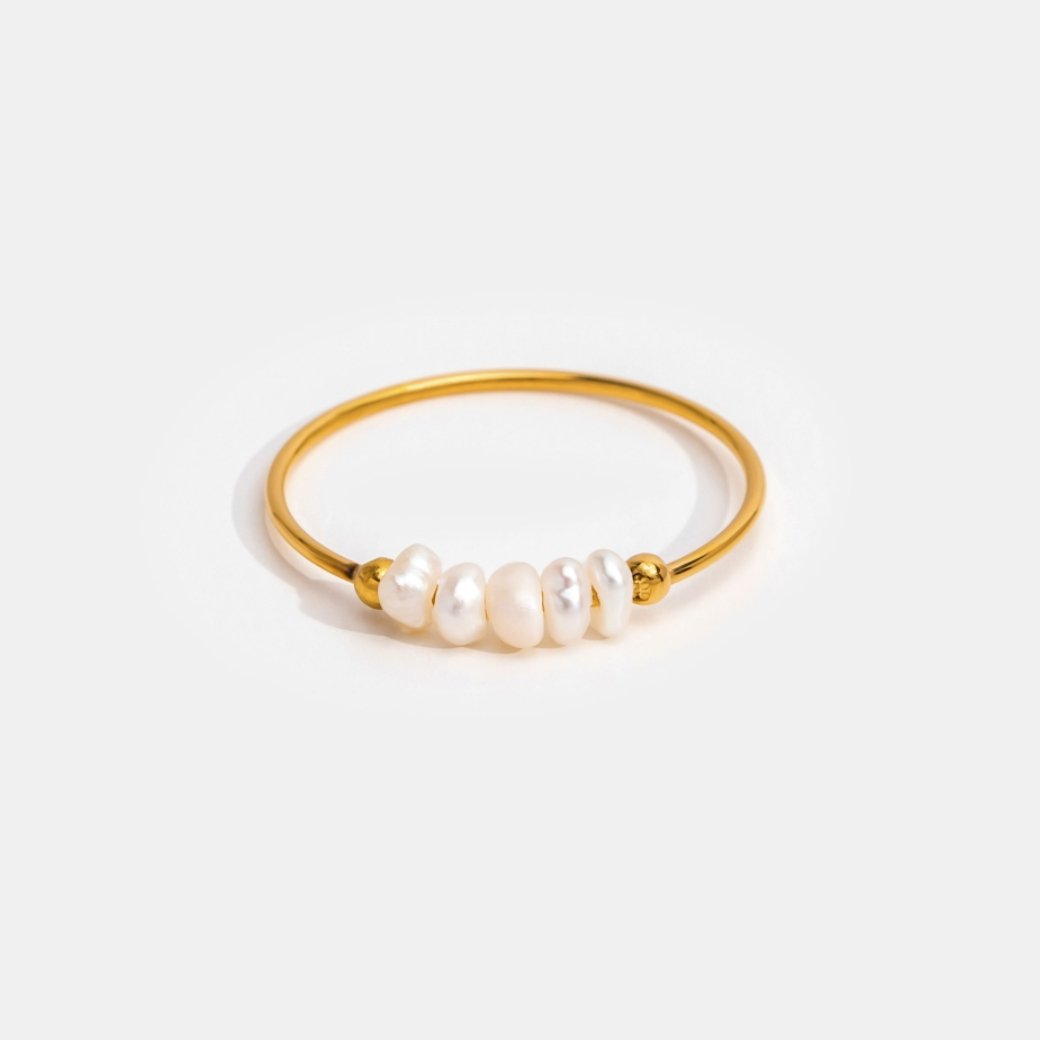 Freshwater Pearl Beaded Gold Ring | Amelia Bellrose Jewellery