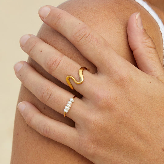 Freshwater Pearl Beaded Gold Ring | Amelia Bellrose Jewellery