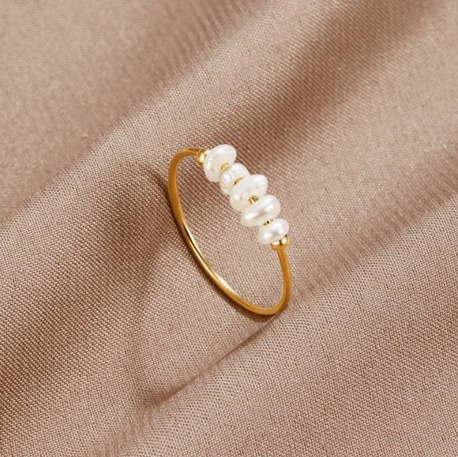 Freshwater Pearl Beaded Gold Ring | Amelia Bellrose Jewellery