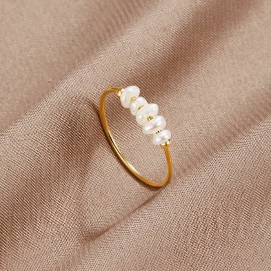 Freshwater Pearl Beaded Gold Ring | Amelia Bellrose Jewellery