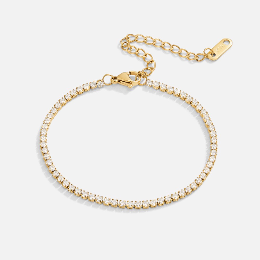 Crystal Tennis Gold Bracelet | Amelia Bellrose Jewellery