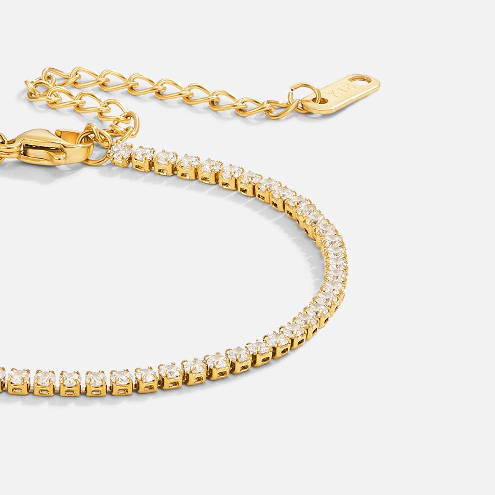 Crystal Tennis Gold Bracelet | Amelia Bellrose Jewellery