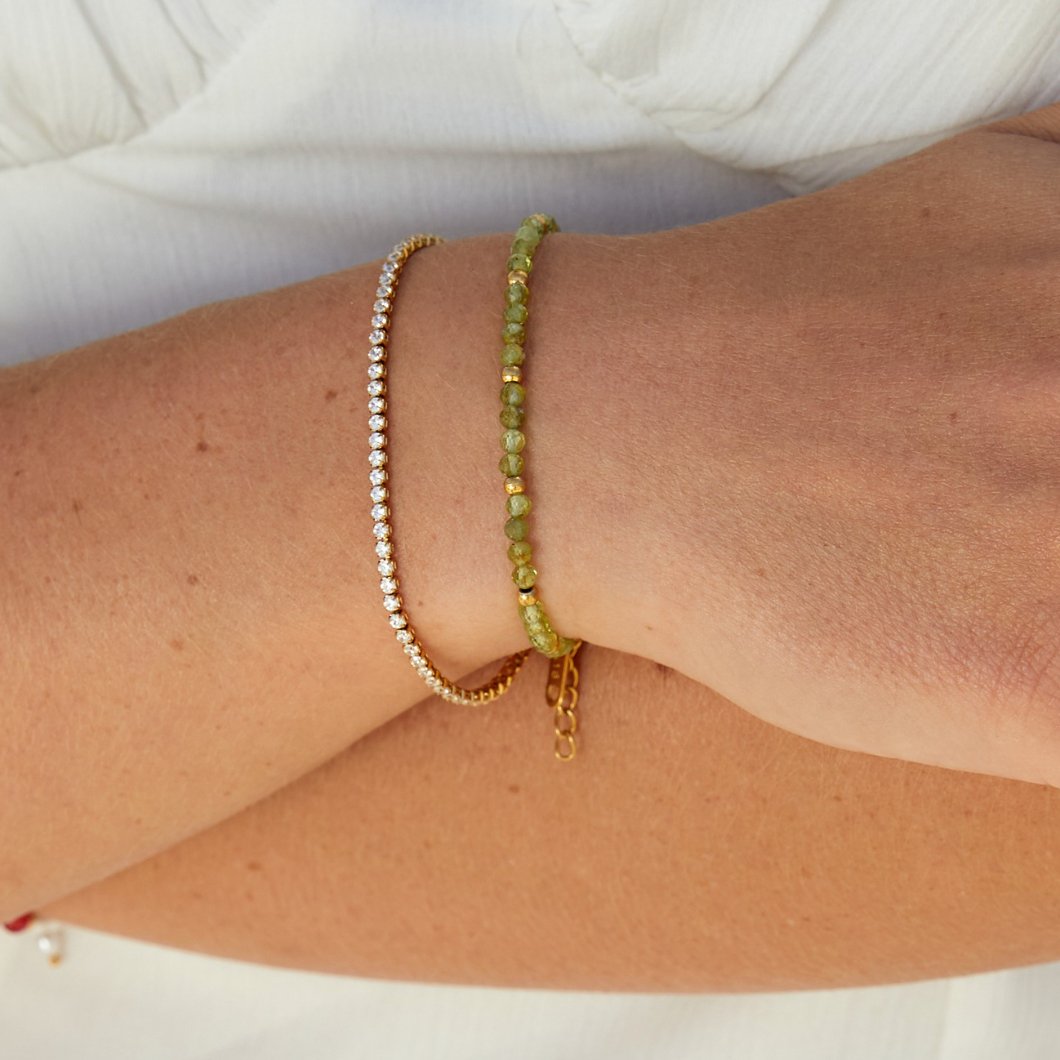 Crystal Tennis Gold Bracelet | Amelia Bellrose Jewellery