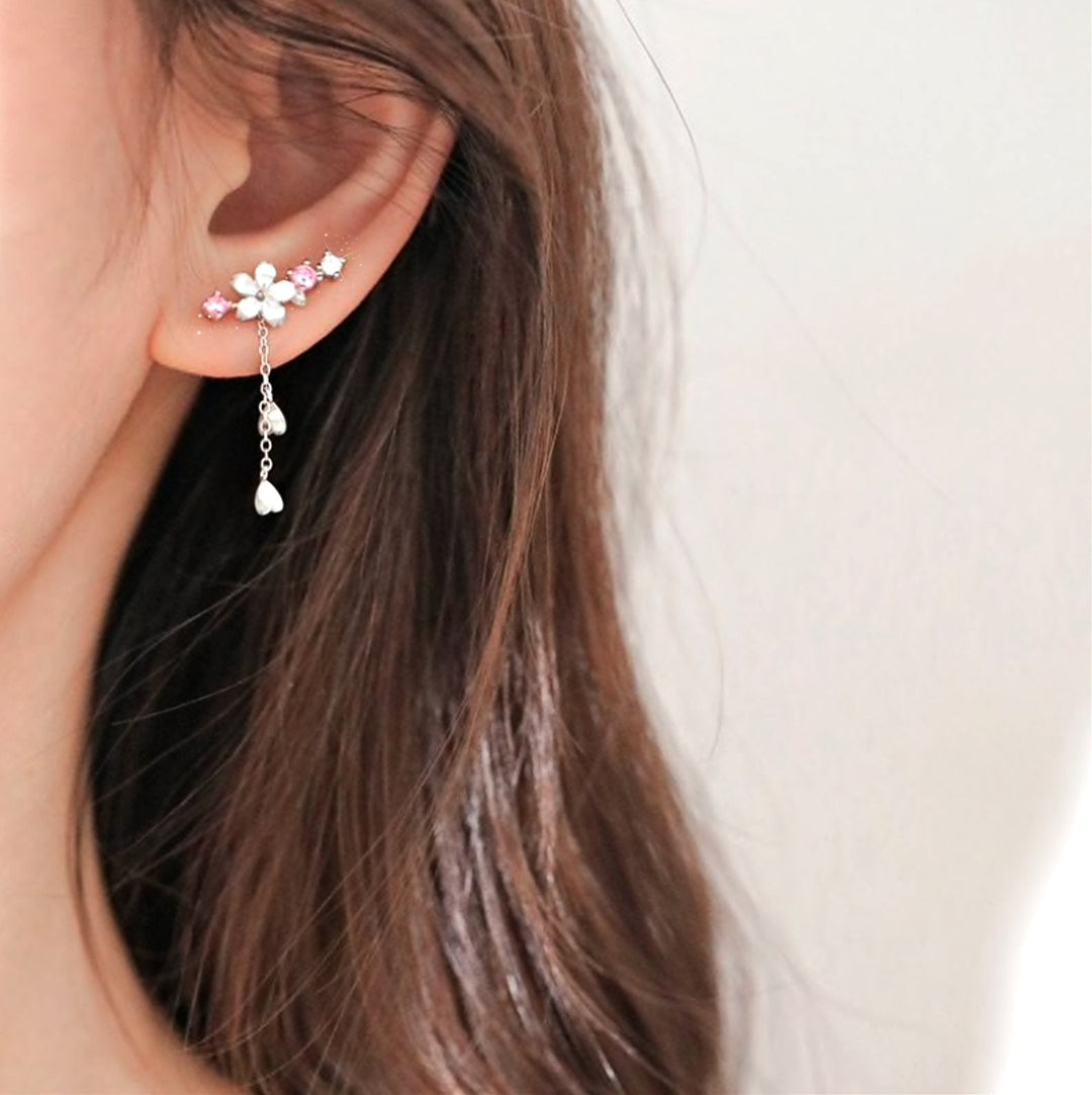 Floral Crystal Drop Silver Earrings | Amelia Bellrose Jewellery