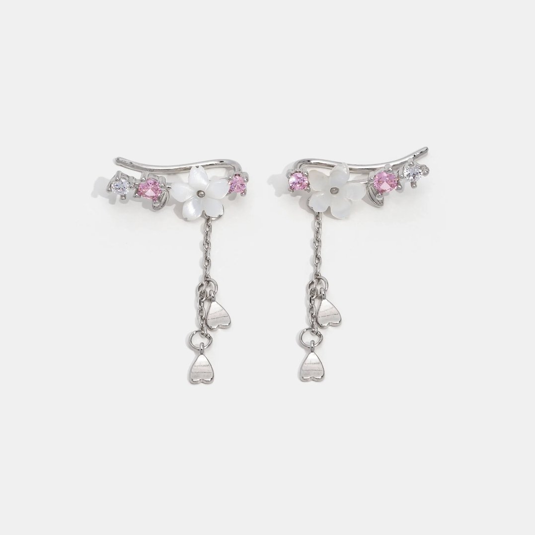 Floral Crystal Drop Silver Earrings | Amelia Bellrose Jewellery