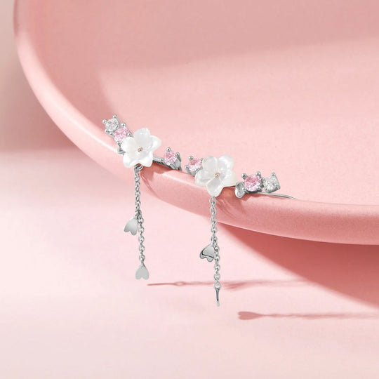 Floral Crystal Drop Silver Earrings | Amelia Bellrose Jewellery