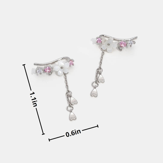 Floral Crystal Drop Silver Earrings | Amelia Bellrose Jewellery