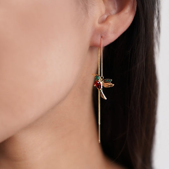 Bird Motif Crystal Drop Earrings | Amelia Bellrose Jewellery