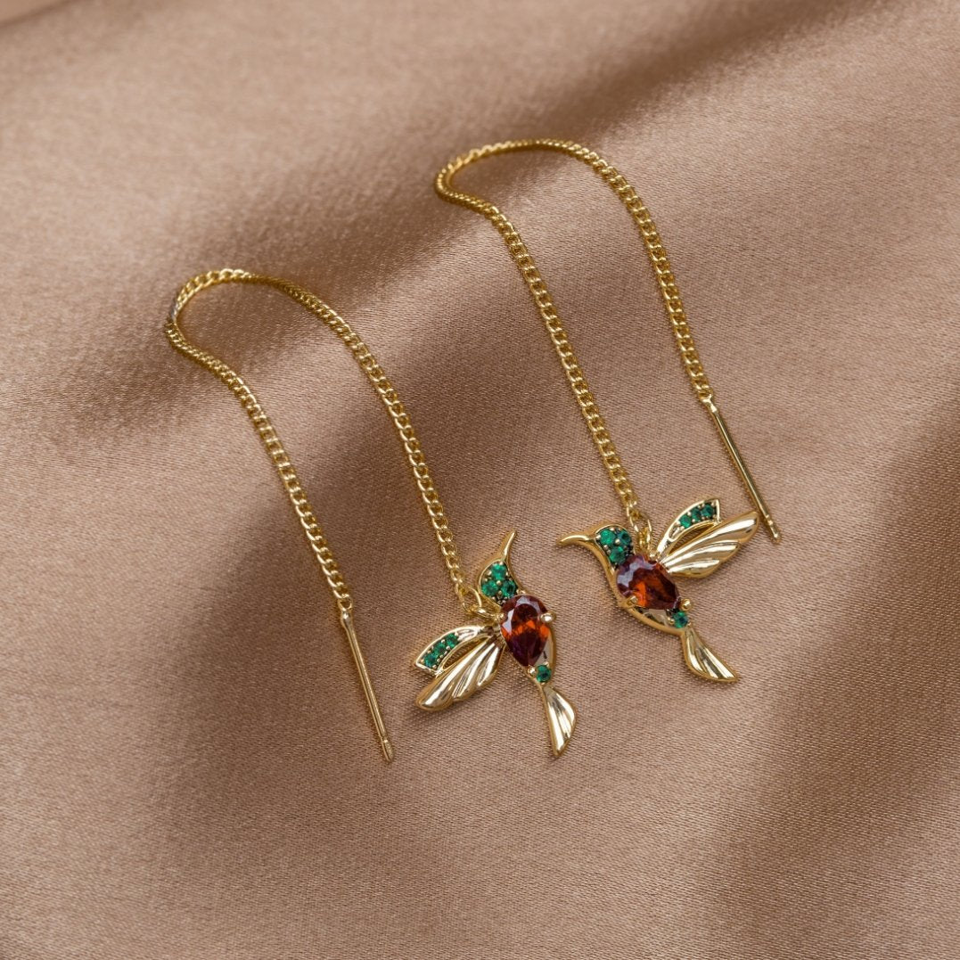 Bird Motif Crystal Drop Earrings | Amelia Bellrose Jewellery