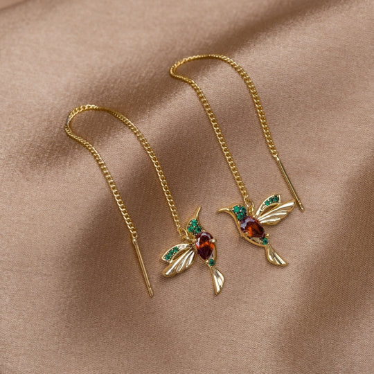 Bird Motif Crystal Drop Earrings | Amelia Bellrose Jewellery