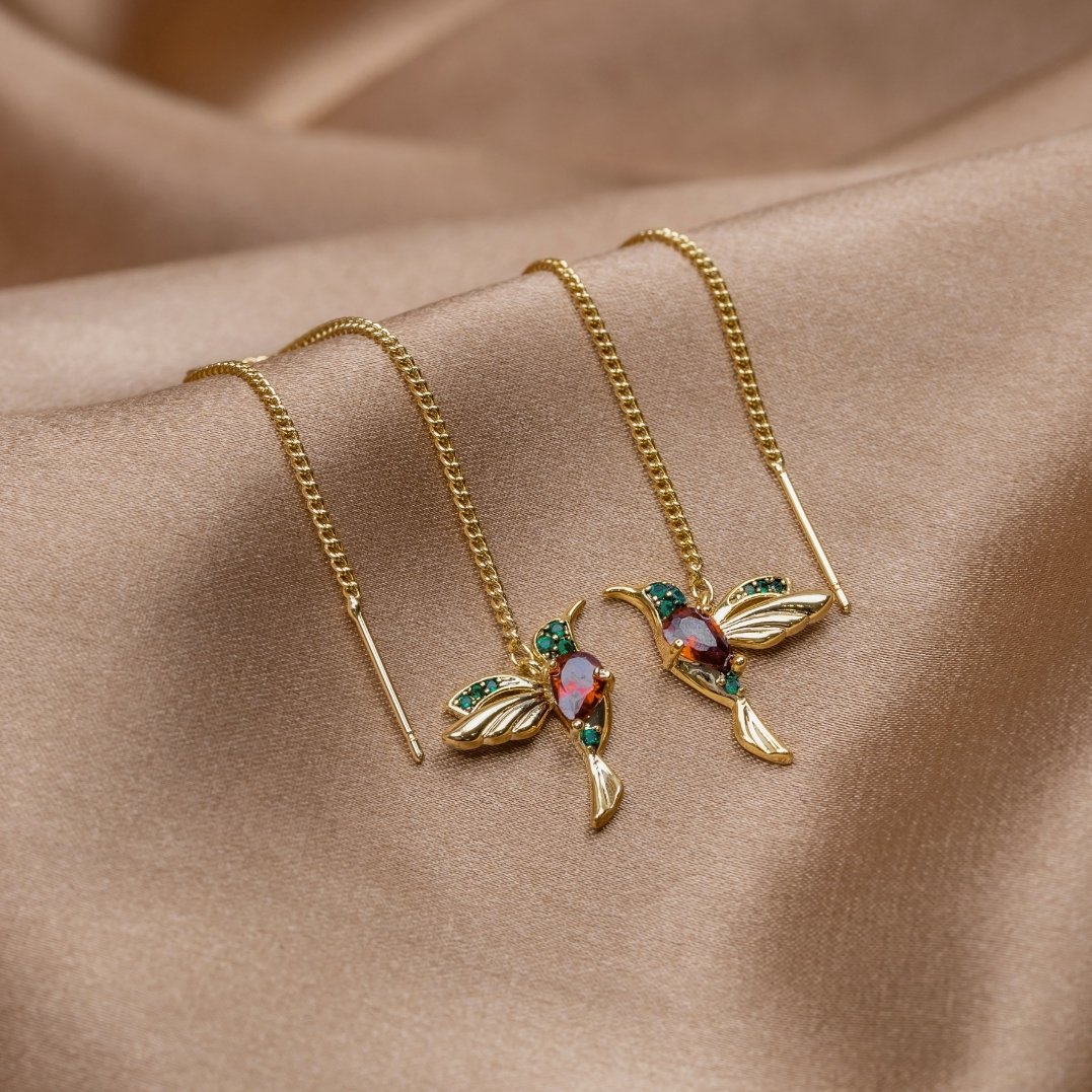 Bird Motif Crystal Drop Earrings | Amelia Bellrose Jewellery