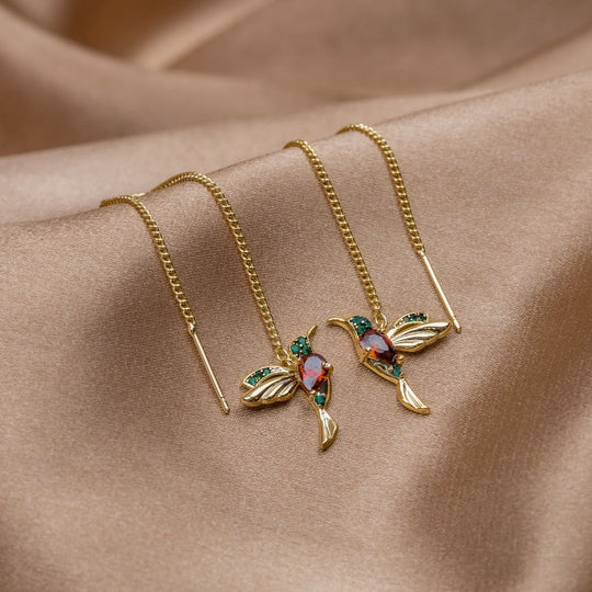 Bird Motif Crystal Drop Earrings | Amelia Bellrose Jewellery