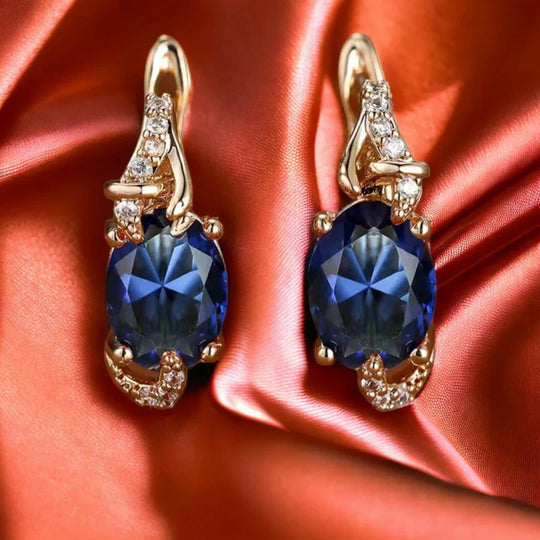 Oval Blue Crystal Twist Drop Earrings | Amelia Bellrose Jewellery