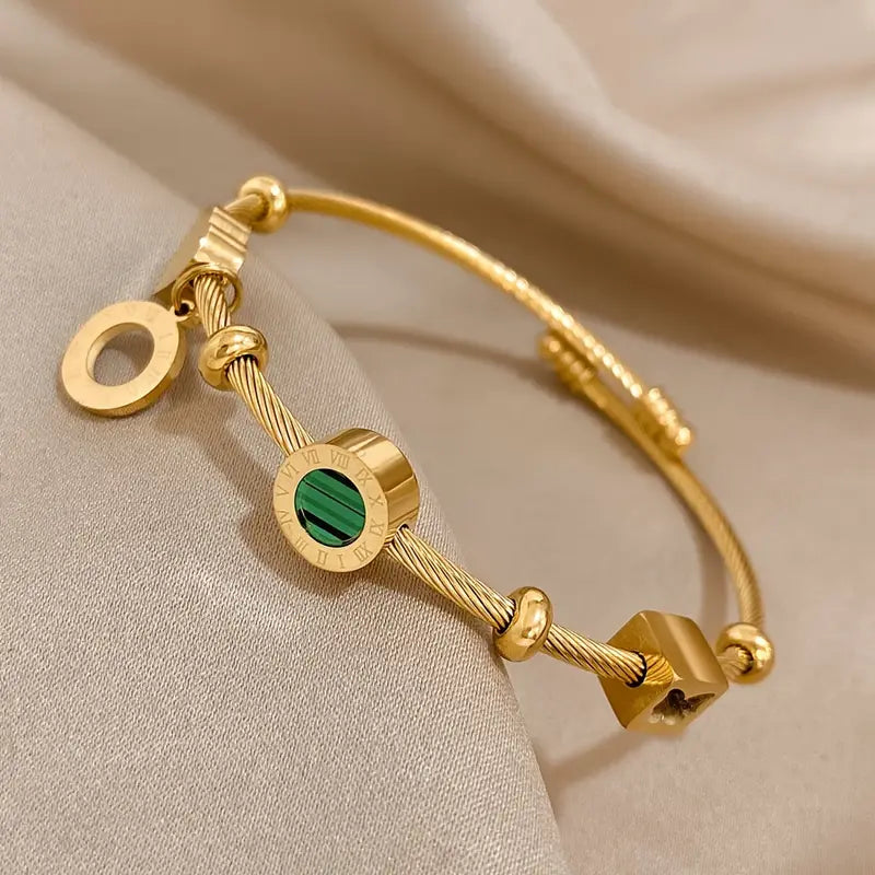 Gold Charm Bracelet with Crystal Accent | Amelia Bellrose Jewellery