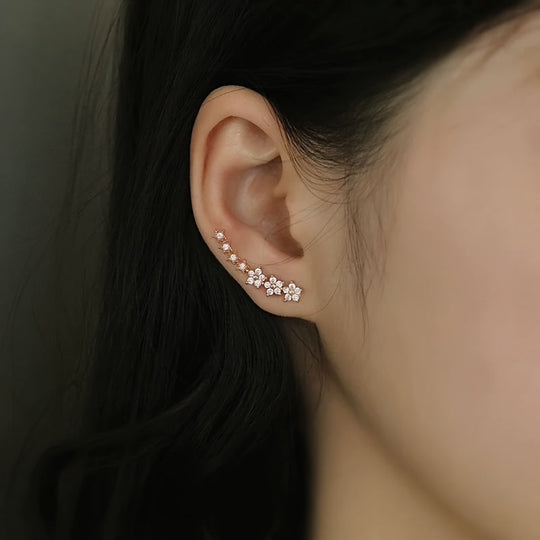 Floral Crystal Ear Climber Earrings | Amelia Bellrose Jewellery