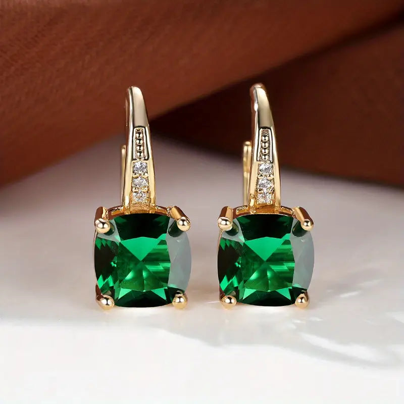 Sapphire Crystal Square Drop Earrings | Amelia Bellrose Jewellery