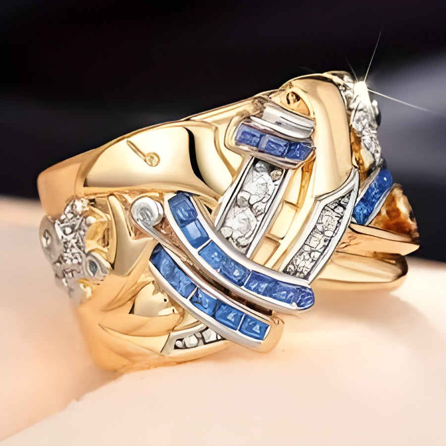 Sapphire & Crystal Floral Statement Ring | Amelia Bellrose Jewellery