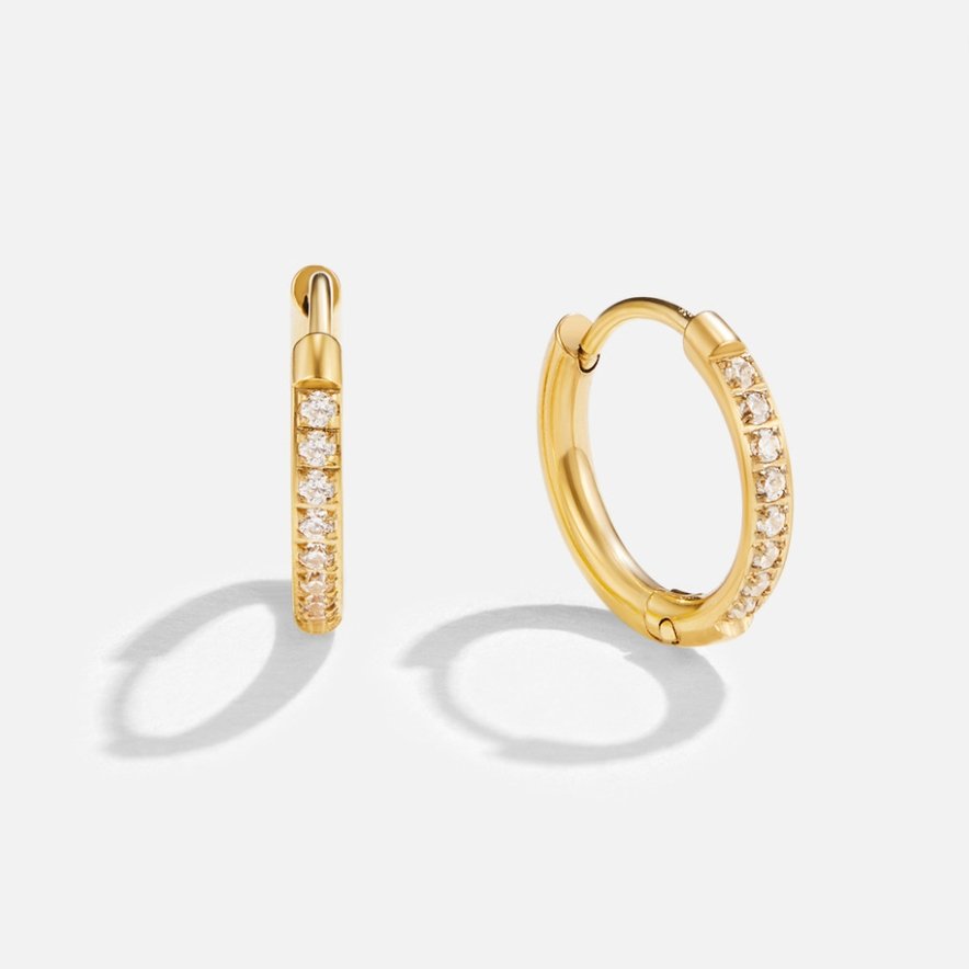 Crystal Huggie Gold Hoop Earrings | Amelia Bellrose Jewellery