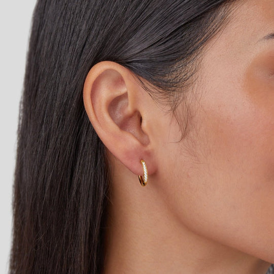 Crystal Huggie Gold Hoop Earrings | Amelia Bellrose Jewellery