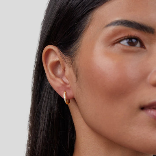 Crystal Huggie Gold Hoop Earrings | Amelia Bellrose Jewellery