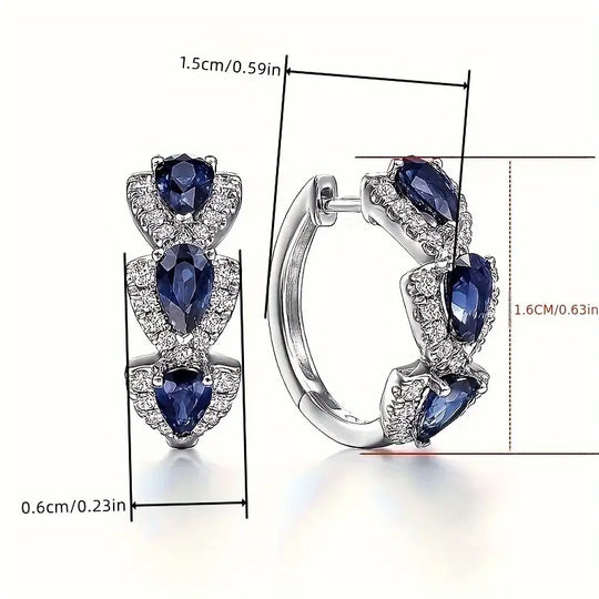 Blue Crystal Triple Teardrop Ear Cuff | Amelia Bellrose Jewellery