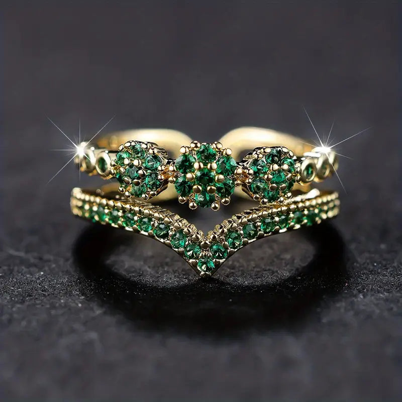 Floral V-Band Ring Set | Amelia Bellrose Jewellery