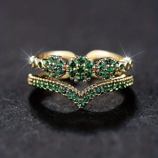 Floral V-Band Ring Set | Amelia Bellrose Jewellery