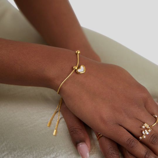 Gold Heart Charm Adjustable Bracelet | Amelia Bellrose Jewellery