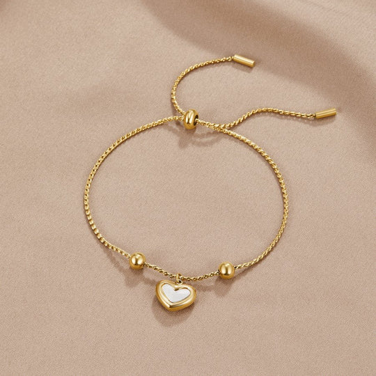 Gold Heart Charm Adjustable Bracelet | Amelia Bellrose Jewellery