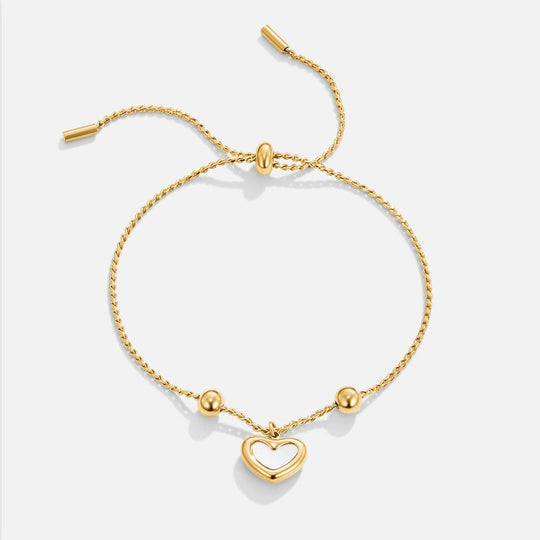 Gold Heart Charm Adjustable Bracelet | Amelia Bellrose Jewellery
