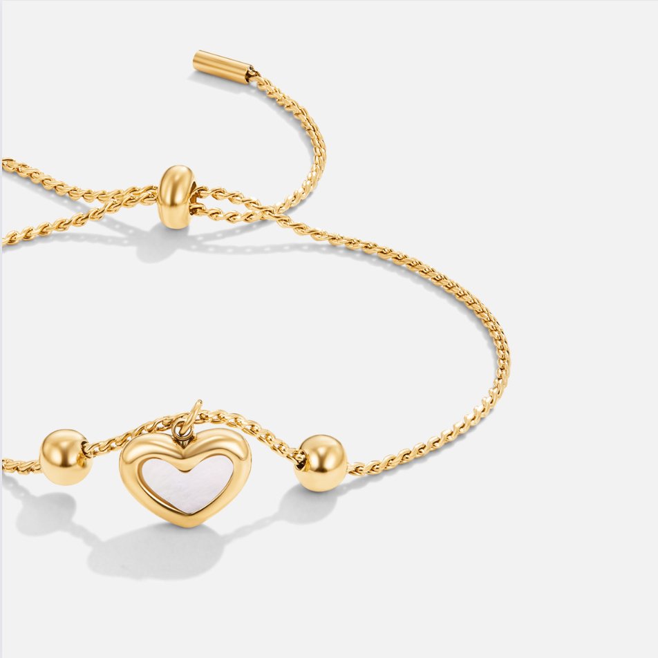Gold Heart Charm Adjustable Bracelet | Amelia Bellrose Jewellery