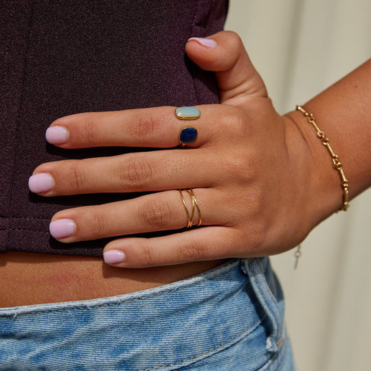 Minimal Layered Gold Stack Ring | Amelia Bellrose Jewellery