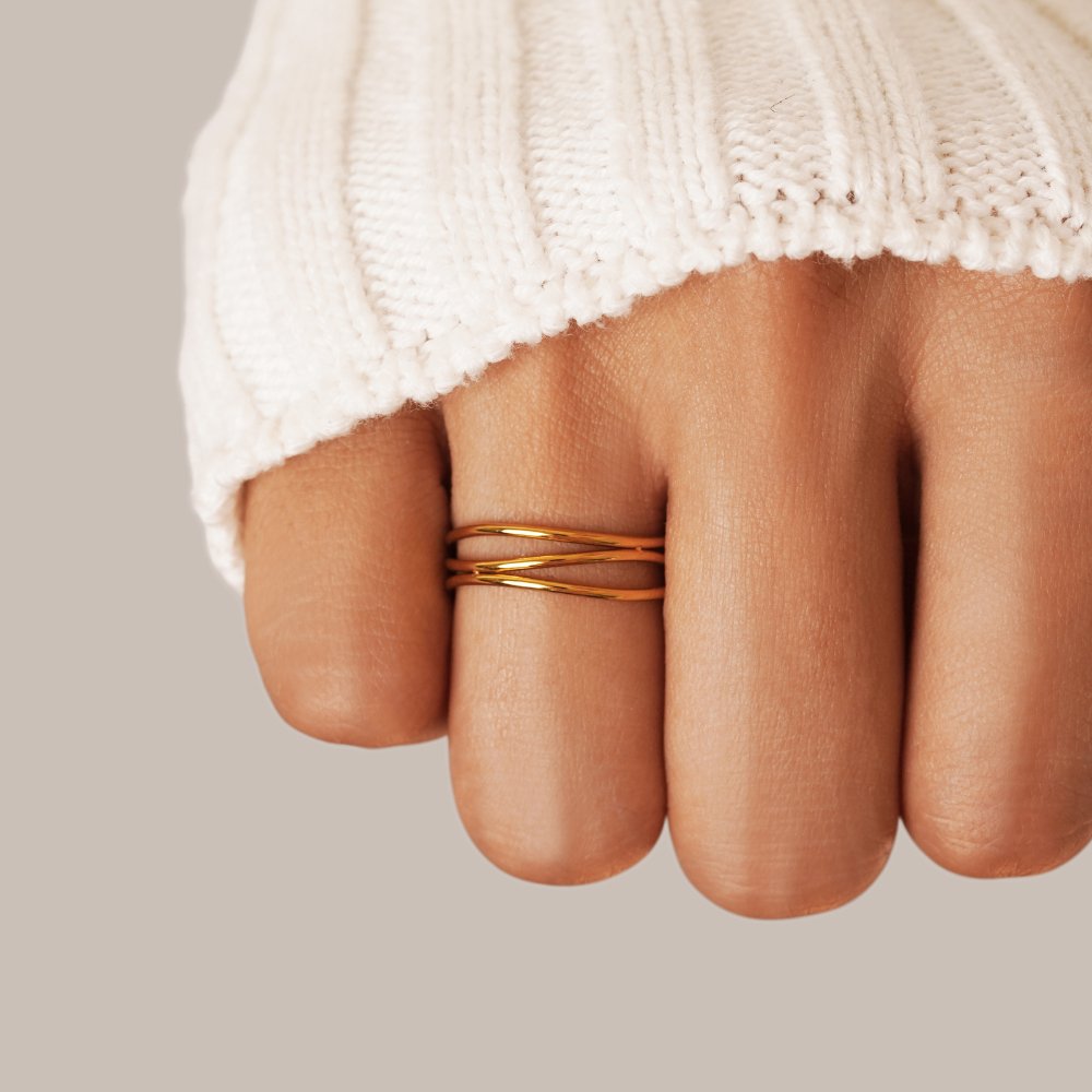 Minimal Layered Gold Stack Ring | Amelia Bellrose Jewellery