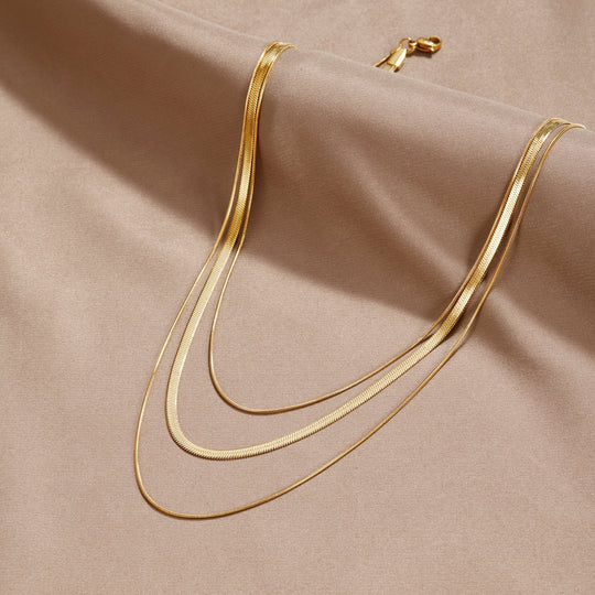 Triple Layer Gold Chain Necklace | Amelia Bellrose Jewellery
