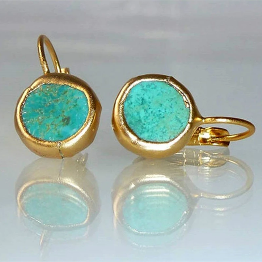 Turquoise Stone Drop Hoop Earrings | Amelia Bellrose Jewellery
