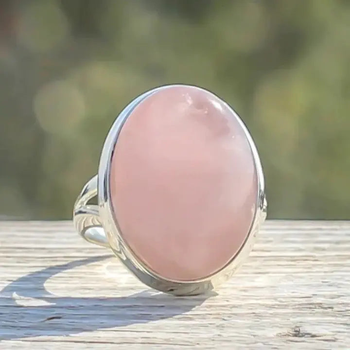 Rose Quartz Oval Statement Ring | Amelia Bellrose Jewellery