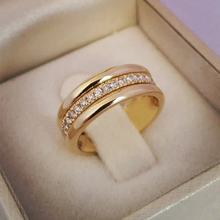 Crystal Band Gold Ring | Amelia Bellrose Jewellery
